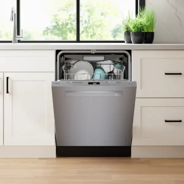 Bosch Front view of Bosch 800 Series SHP78CP5N 24-inch dishwasher